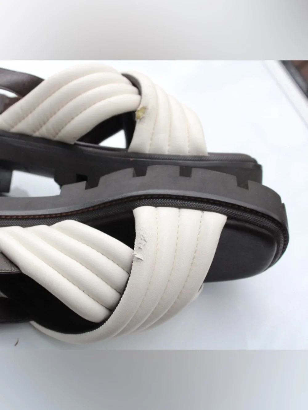 Tory Burch Quilted Leather Crisscross Slingback Lug Sandals